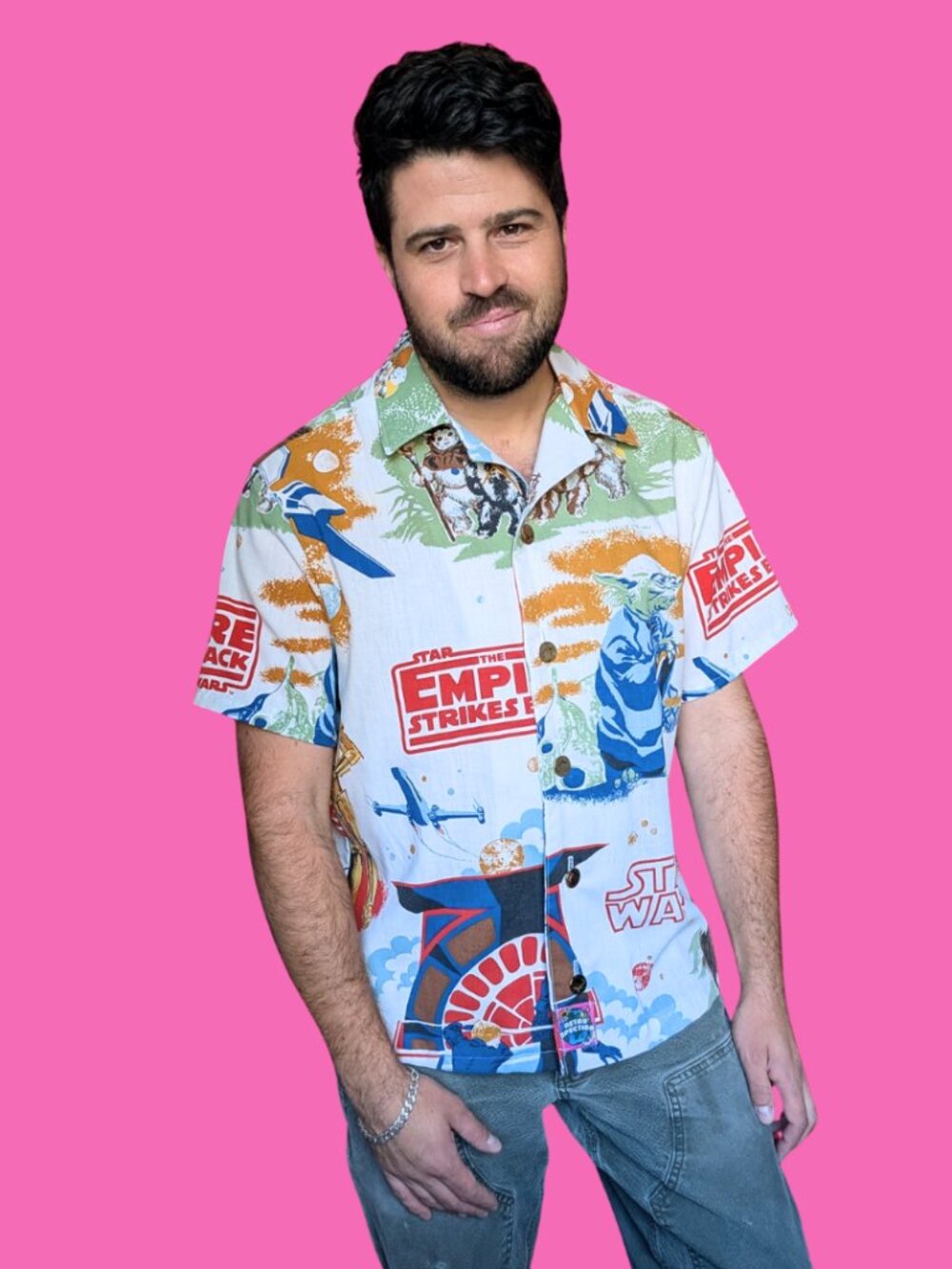 Handmade, Upcycled Star Wars, The Empire Strikes Back Bedsheet Button Down Shirt